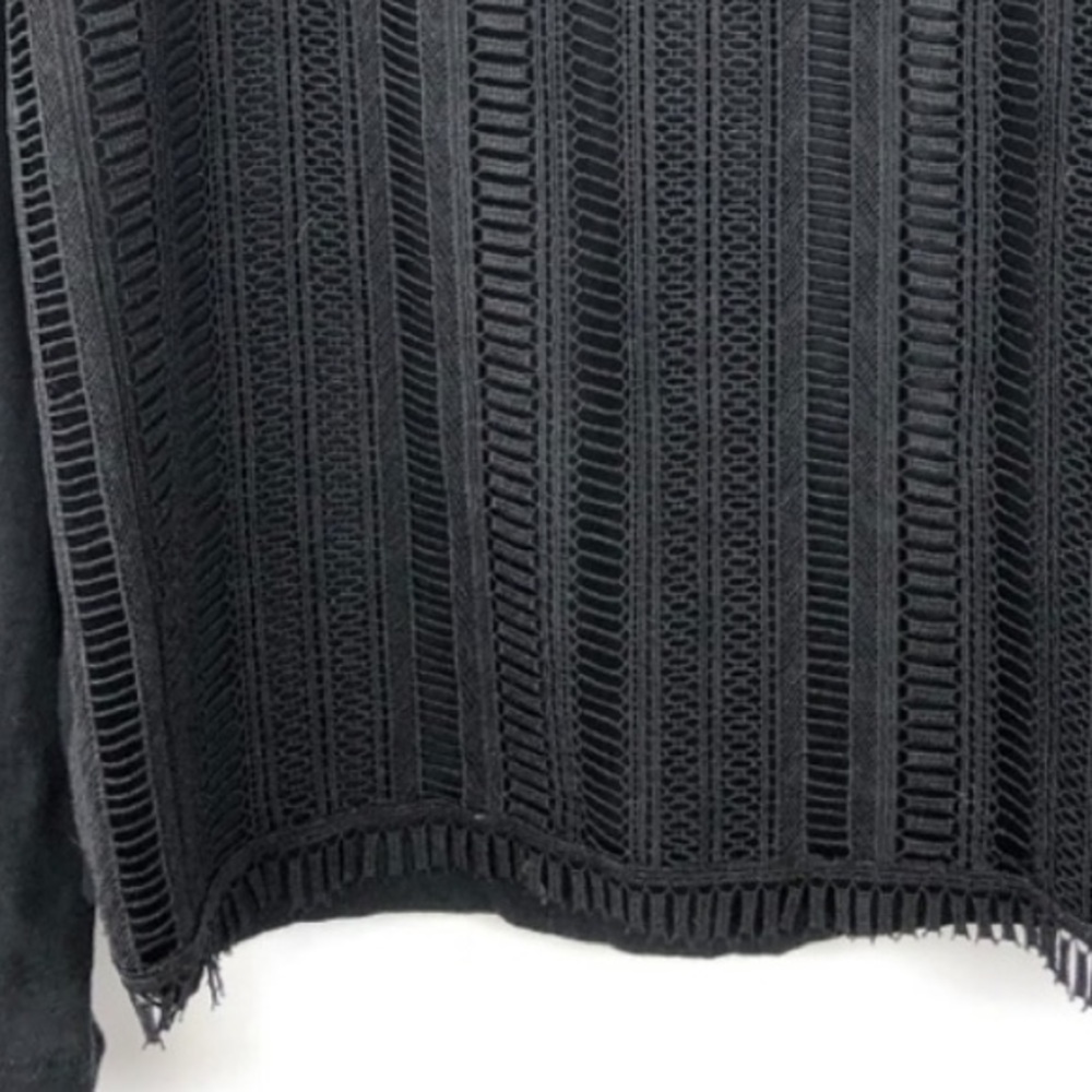 J. Crew Lace Front Long Sleeve T-Shirt | Black - Picture 4 of 9